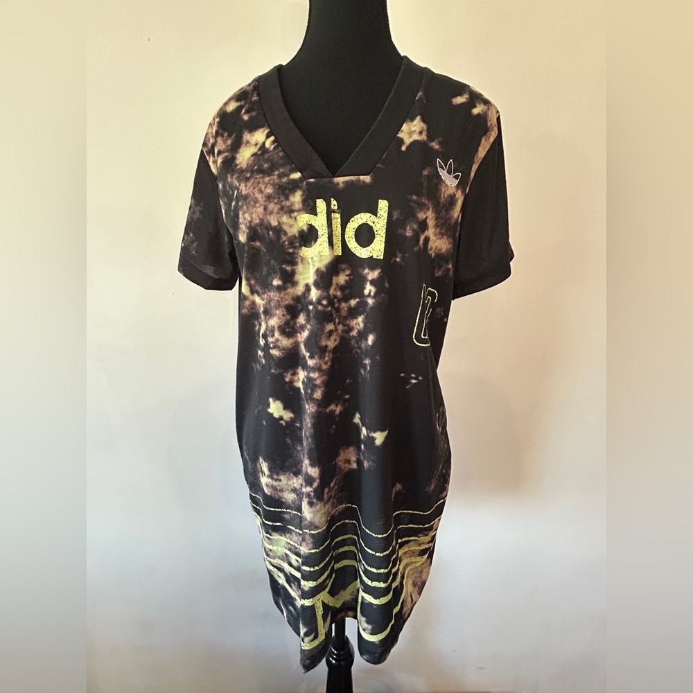 Adidas Black and Gold V-Neck T-Shirt Dress